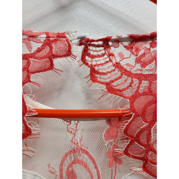 Cassie Mclean Womens Fairy Romantic Midi Dress Medium Red Nude Lace Open Back - Picture 7 of 8